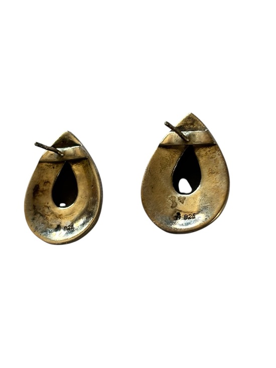 Genuine Black Onyx Pear Cut Drop Hook Earrings in Sterling  Sterling Silver Black Onyx Marcasite Teardrop Shaped Pierced Earrings
